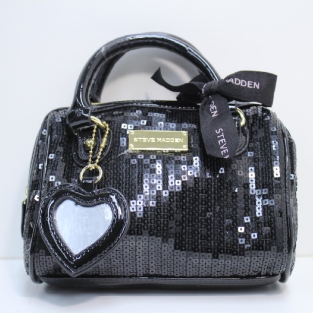 Steve Madden Black Sequined Clutch Purse Handbag